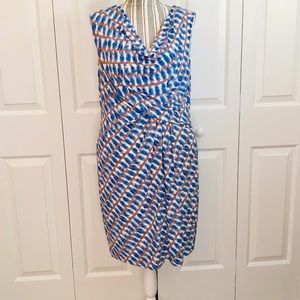 Jones New York Dress 14  Blue/Caramel/ White